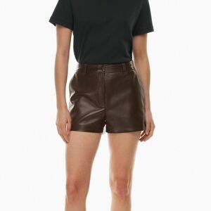Aritzia Babaton Faux Brown Leather Shorts